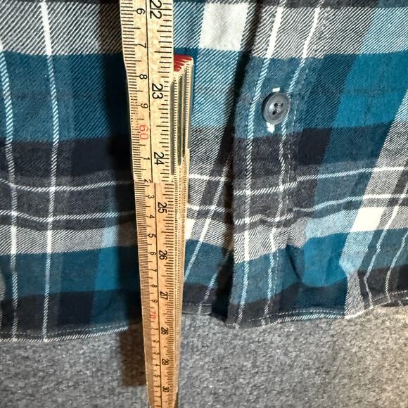 Uniqlo Shirt Mens Medium Blue Green Plaid Flannel Long Sleeve Button Up Casual - Picture 6 of 7
